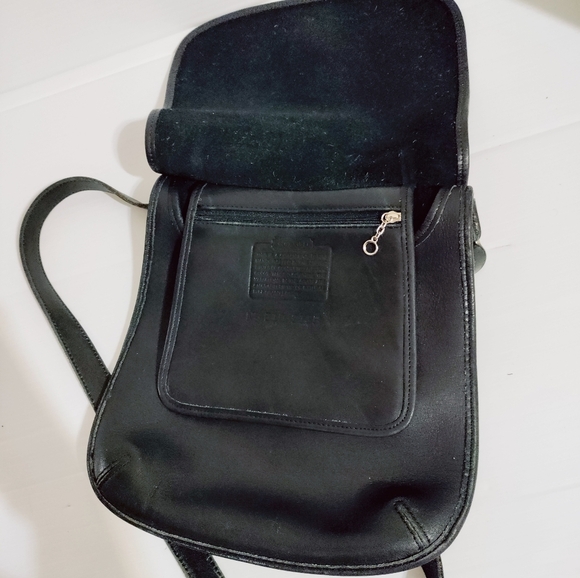 Vintage Coach Black Leather Slim Hippie Flap Crossbody Saddle Messenger Bag 9135 - Picture 12 of 14